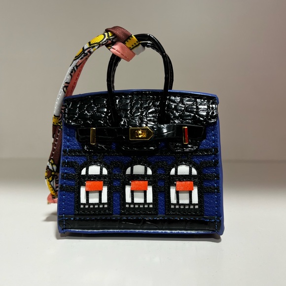 Mini Dark Blue & Black Trim Handbag Charm - Picture 2 of 4